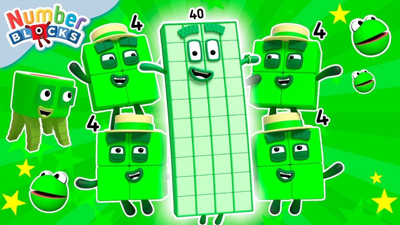 Mathe Stufe 4 – Grün 🟢 60-minütige Zusammenstellung – Vollständige Folgen | Numberblocks Deutsch