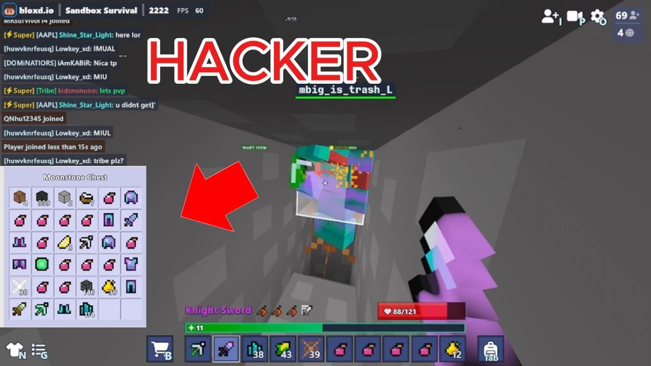 Bloxd.io Survival Hole pvp Got a lot of enchnated Diamond Armour :D