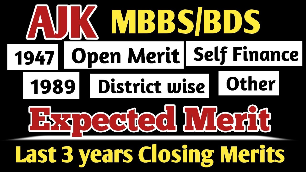 AZAD KASHMIR EXPECTED MBBS BDS CLOSING MERIT 2024:AJK LAST 3 YEARS CLOSING MERIT