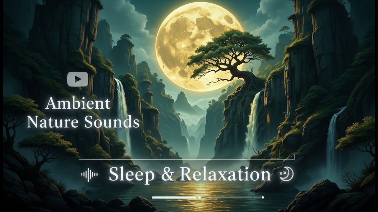 deep sleep & Moonlit Waterfall Ambience 🌕 & Relaxing Nature Sounds
