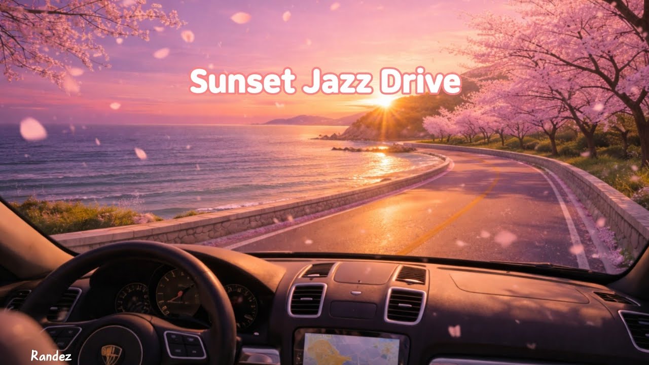 벚꽃 드라이브 재즈 🌸 | Cafe & Study BGM | Relaxing Sunset Jazz Playlist (60min)
