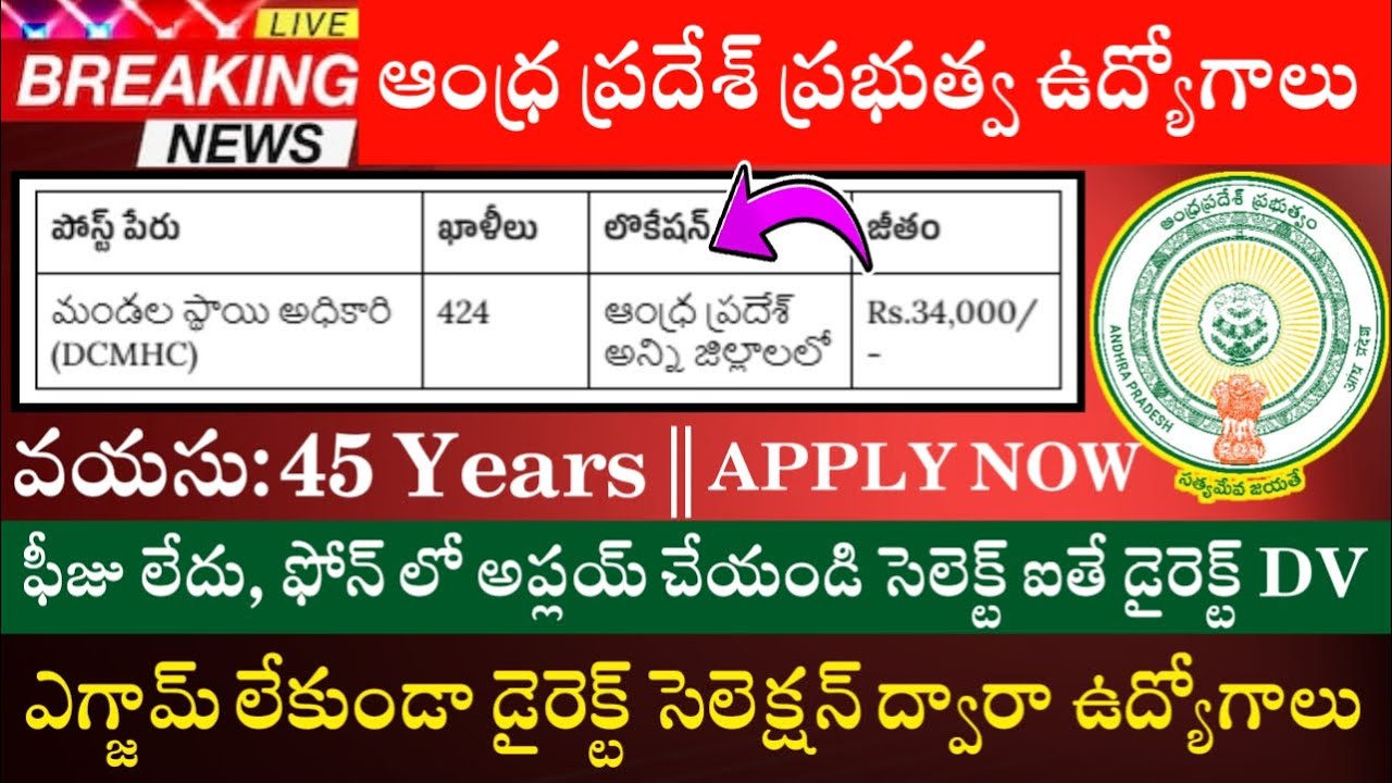AP Government Mandal Wise 424 Jobs Notification Andhra Pradesh || Andhra Pradesh Latest Government