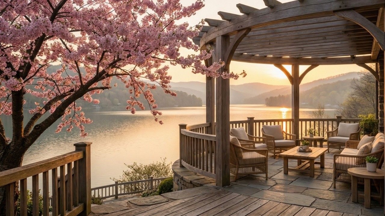 March Relaxing Spring Jazz 🌸 Cozy Lake Ambience | Smooth Piano Jazz for Relaxing & Focus