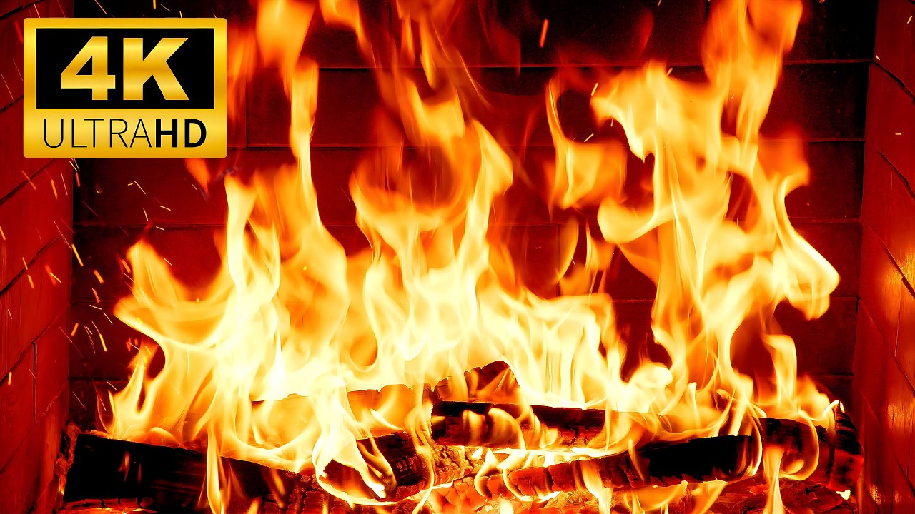 🔥 Cozy 4K Fireplace & Crackling Fire Sounds 🔥 Relaxing Fireplace Ambience with Wooden Flames