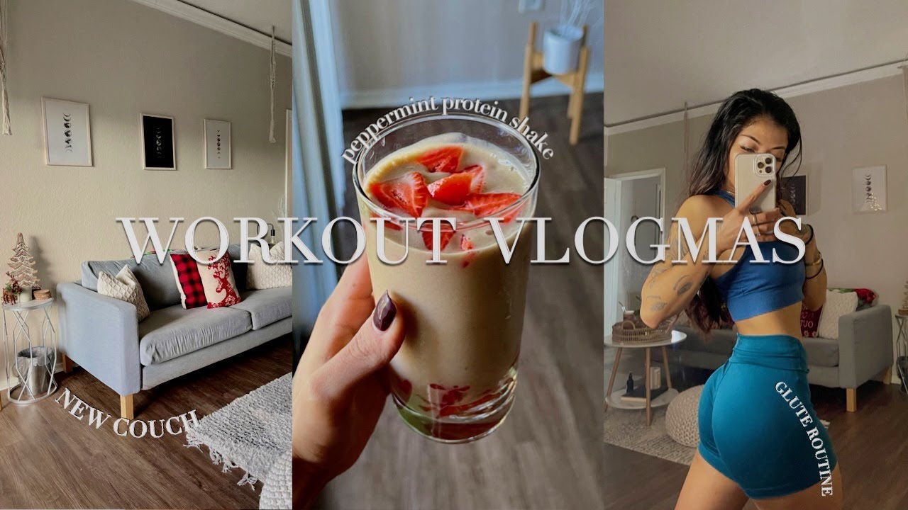 MY GLUTE WORKOUT ROUTINE, getting our couch, decorating tree, Christmas movie night | VLOGMAS DAY 3