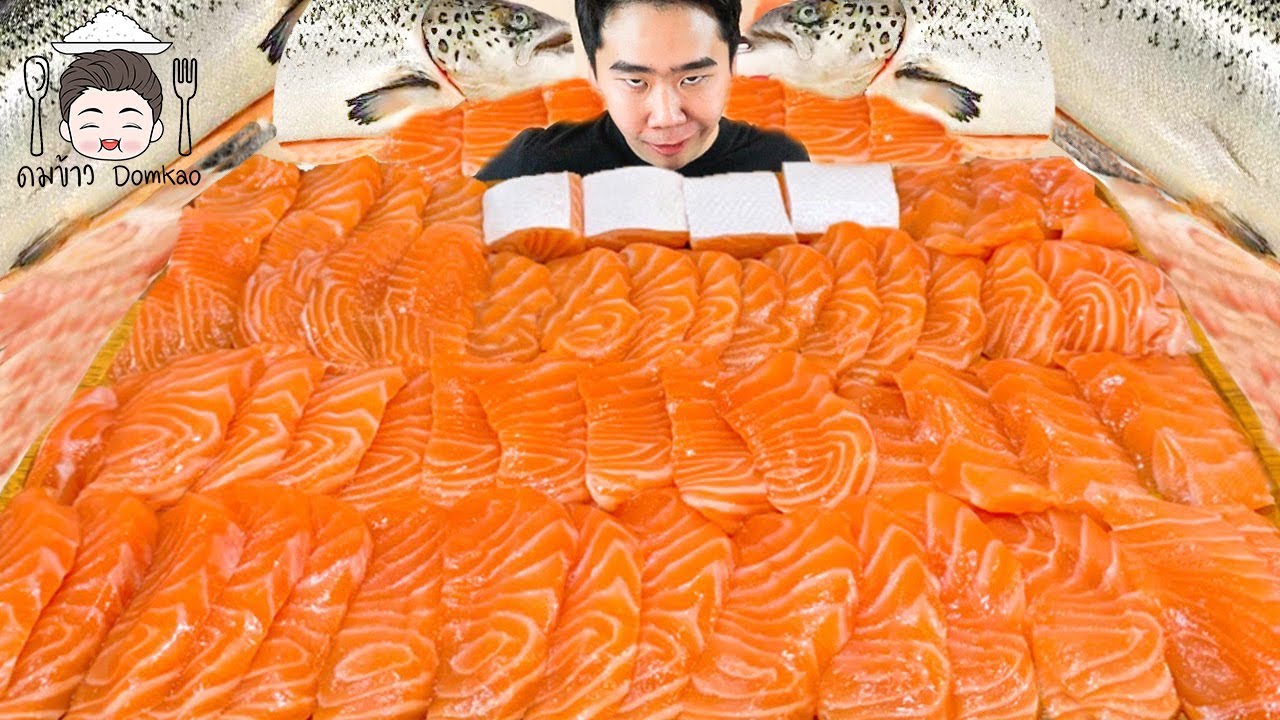 กินแซลมอนทั้งตัว 4 กิโล แซลมอนซาชิมิถาดยักษ์ พาสต้าซอสครีม กะเพรา ลาบแซลมอน พร้อมวิธีทำ | ดมข้าว