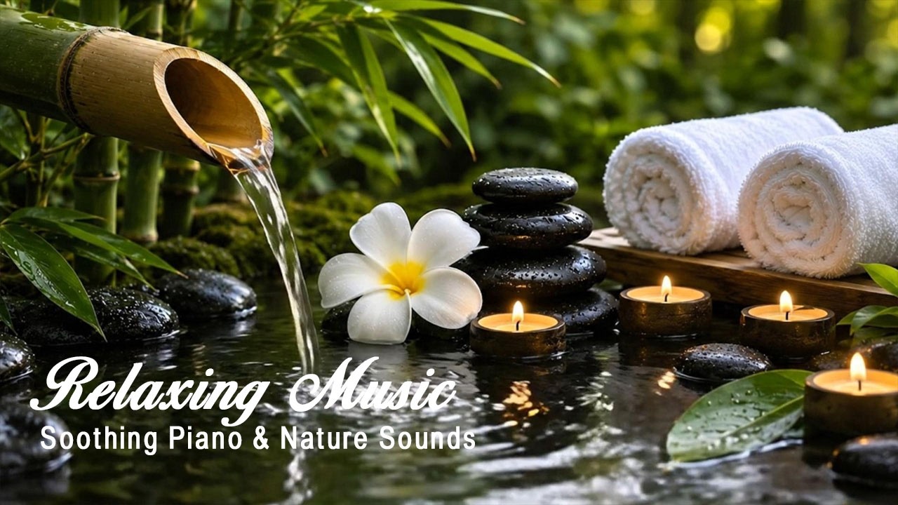 Relaxation Music: Bamboo Water Fountain + Healing Piano 🌿 Sleep Music, Meditation and Nature Sounds