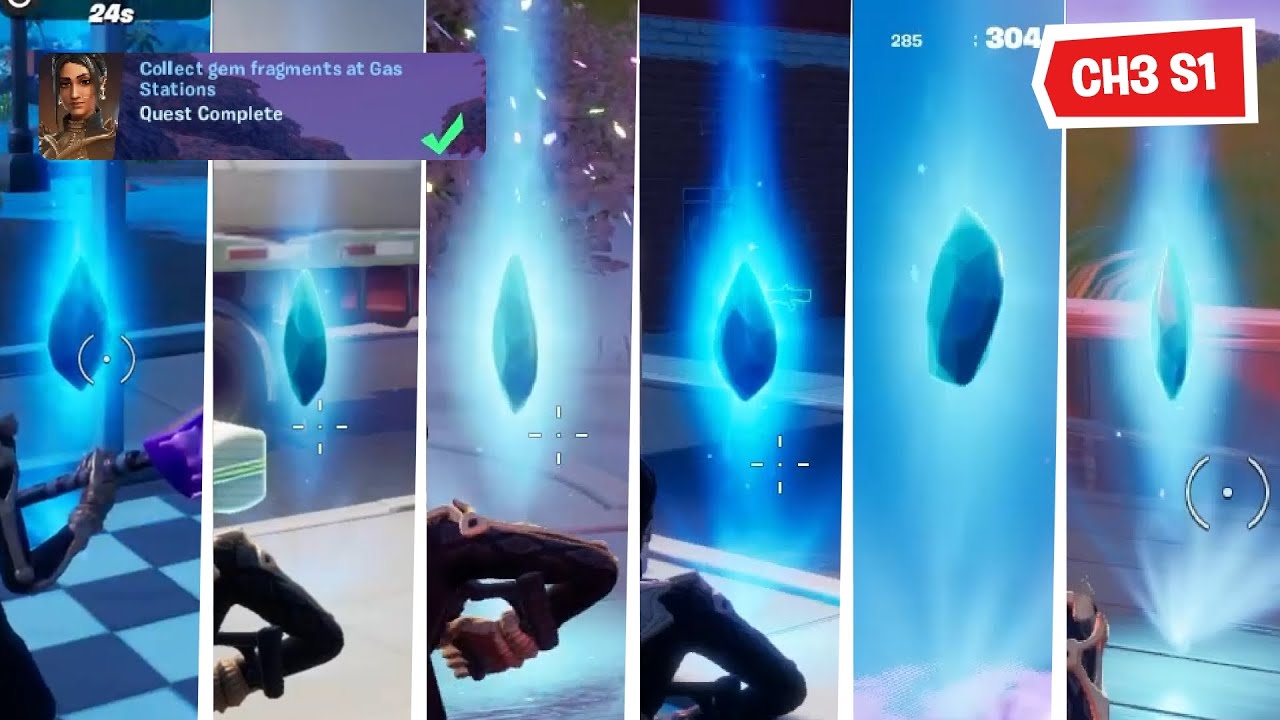 Collect gem fragments at Gas Stations in Fortnite Chapter 3 Season 1 Quests