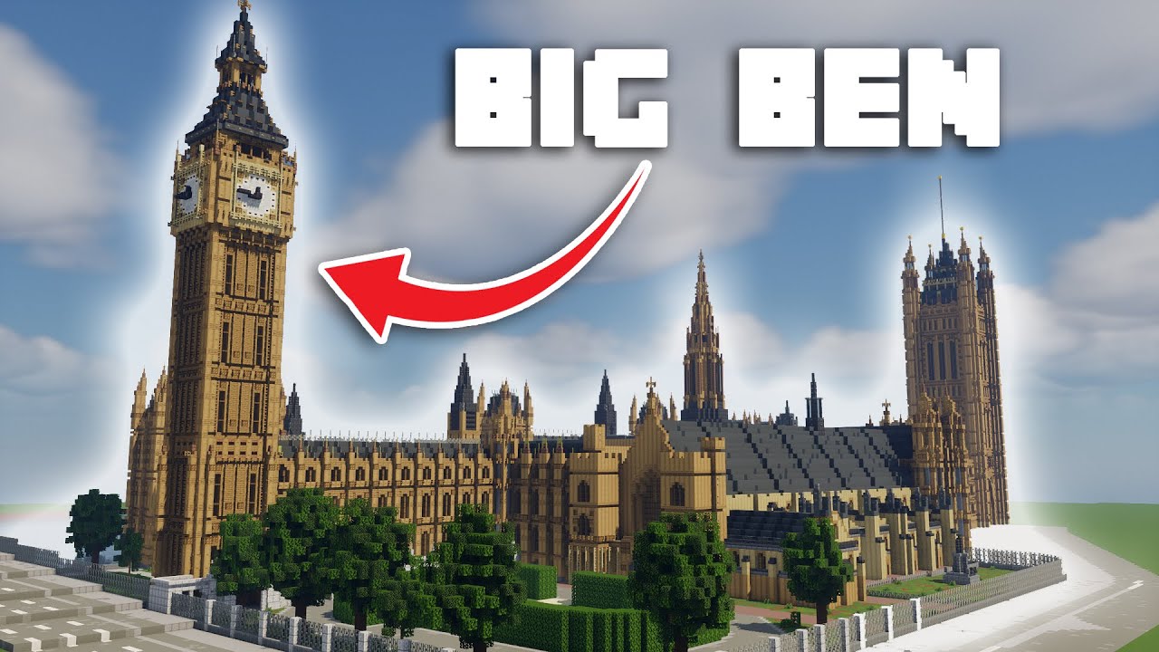 Строительство Биг-Бена и Вестминстерского дворца в Minecraft