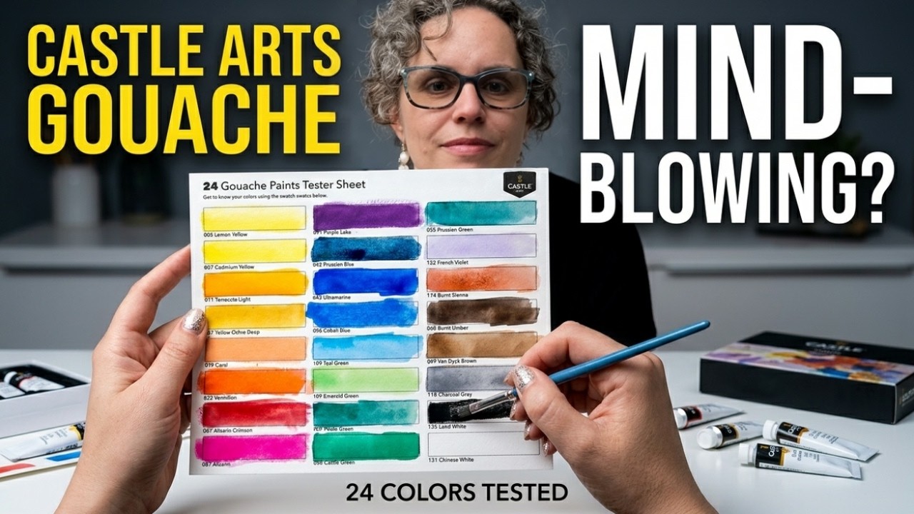 Swatching Castle Arts 24-Piece Gouache Set | Exploring Vibrant Paints & Techniques
