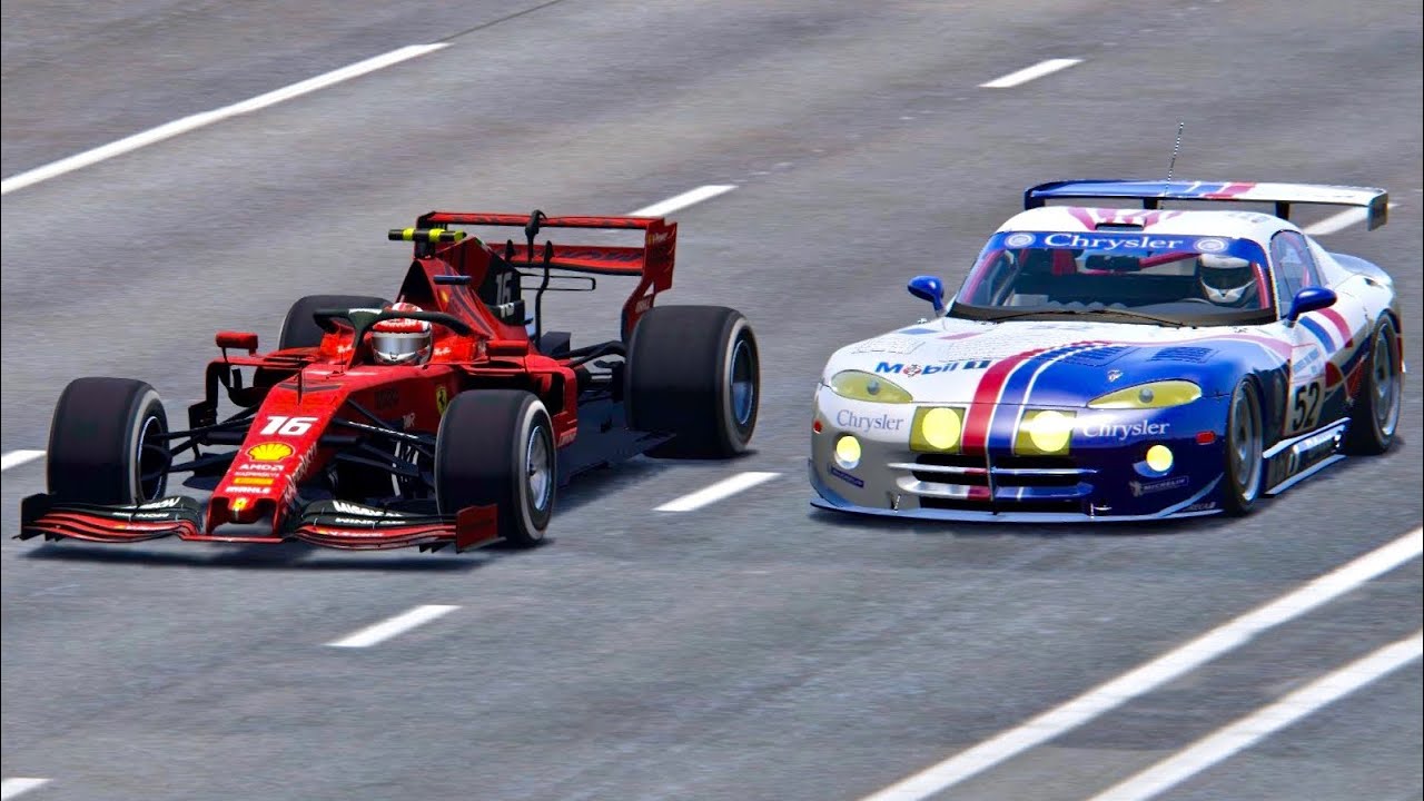 Ferrari F1 2019 vs Dodge Viper GTS-R - Drag Race