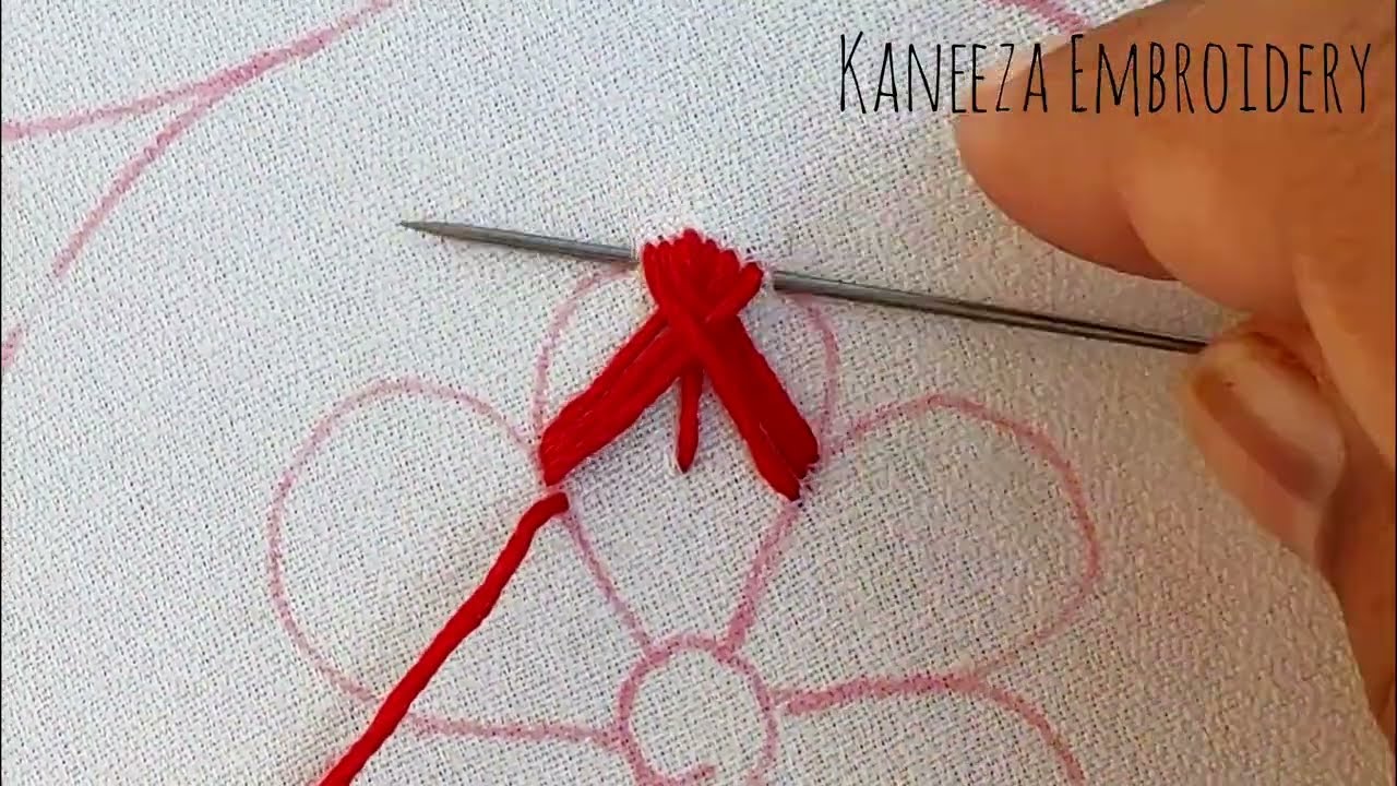 Hand embroidery floral design with raised fishbone stitch #embroidery 