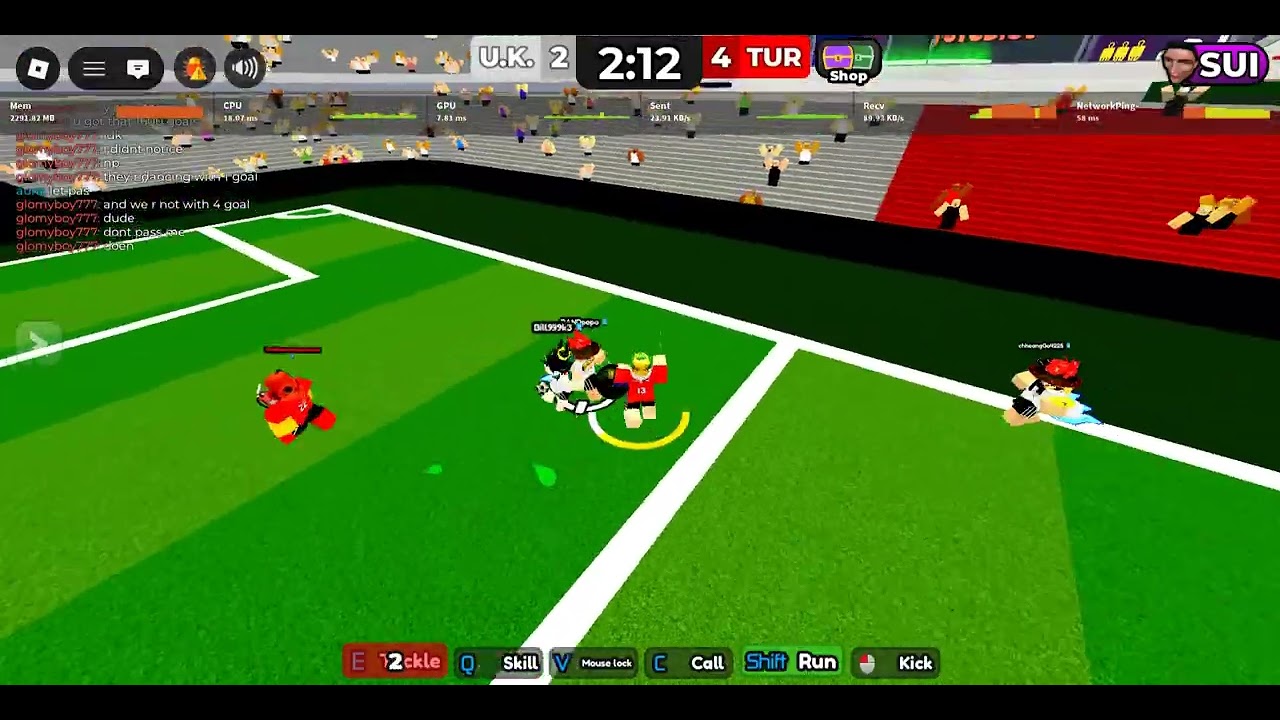 Roblox team soccer 3v3 random match with gloomyboy 7-2