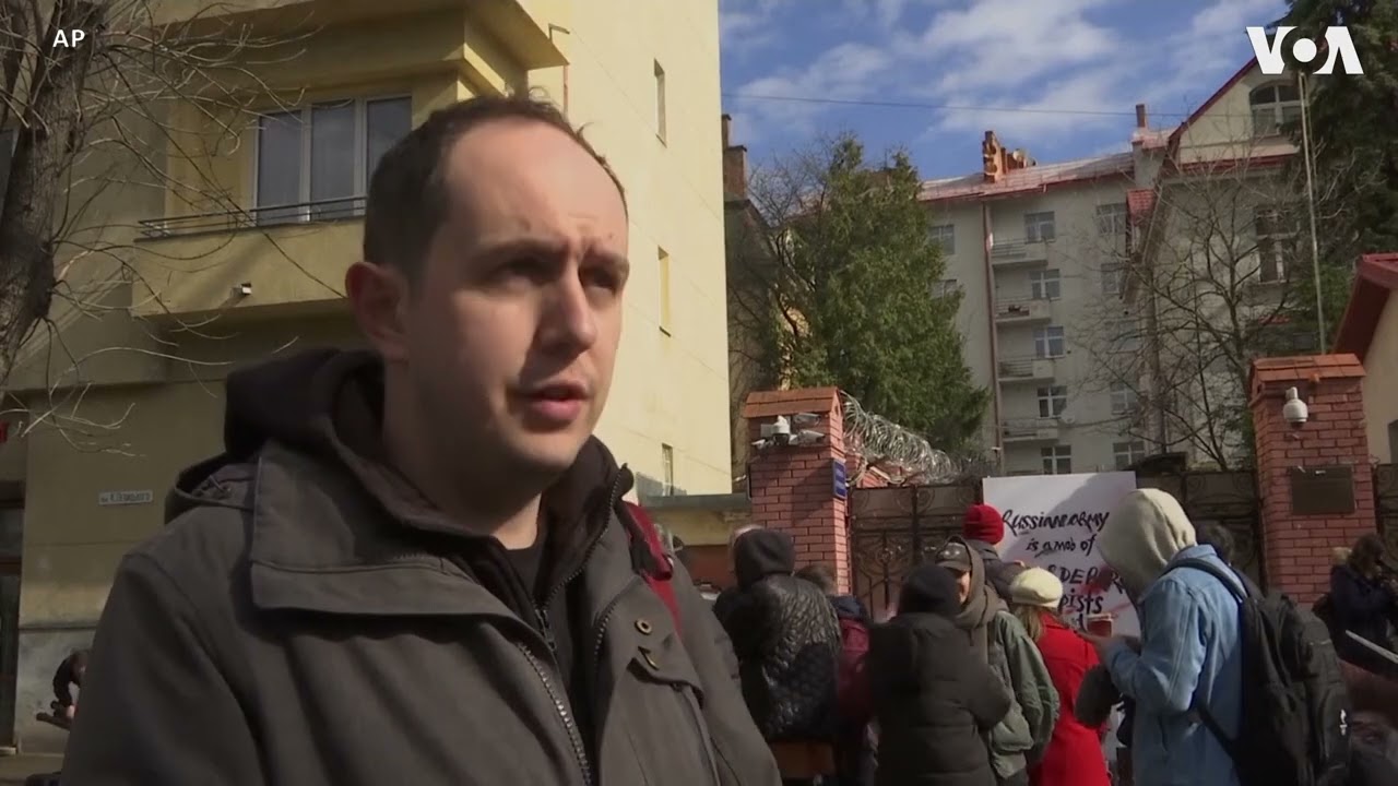 Protest Outside Former Russian Consulate in Lviv