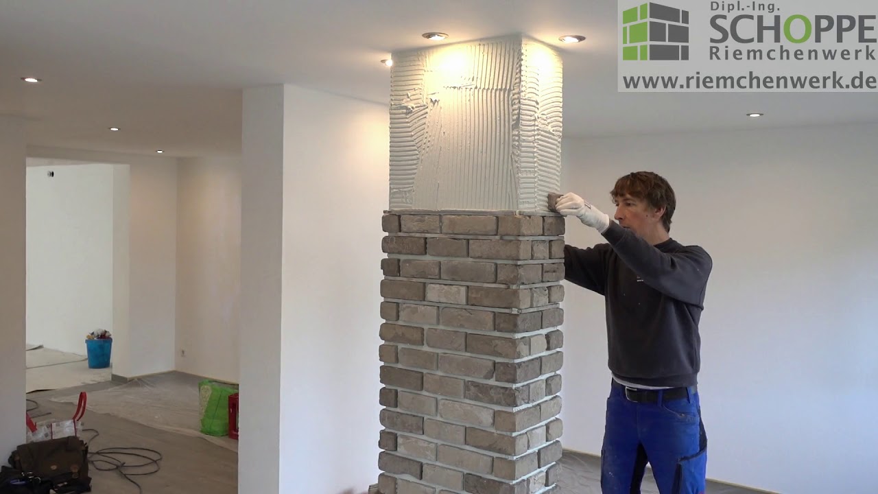 Klinkerriemchen verlegen 02 S&auml;ule