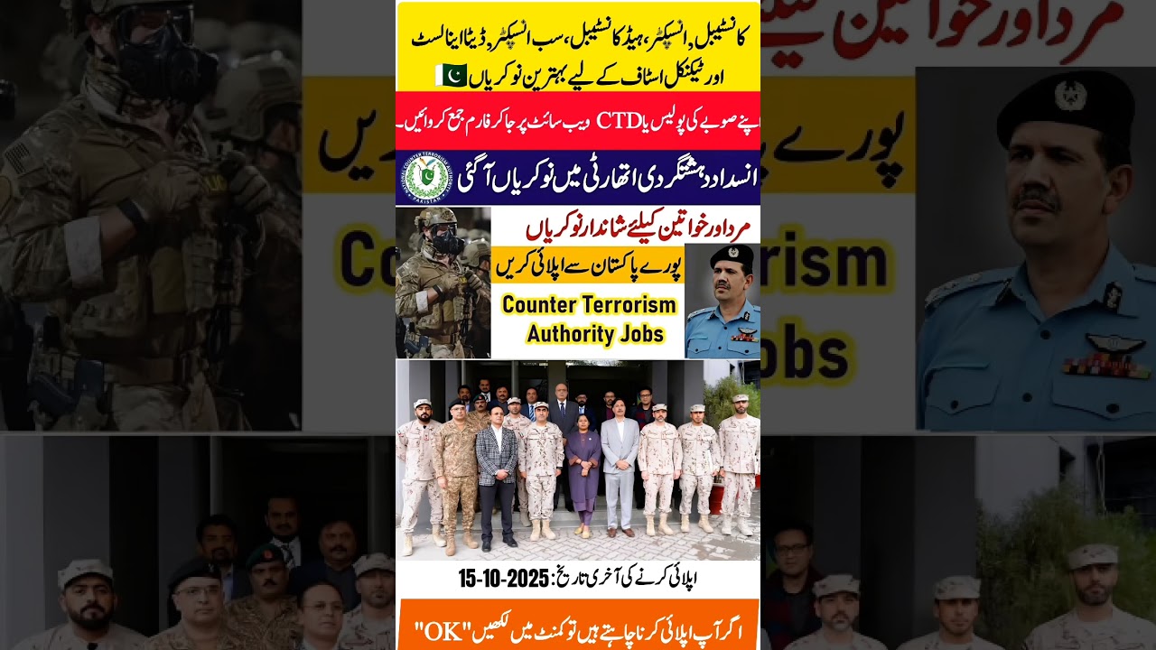 Counter Terrorism Department (CTD) jobs 2025 