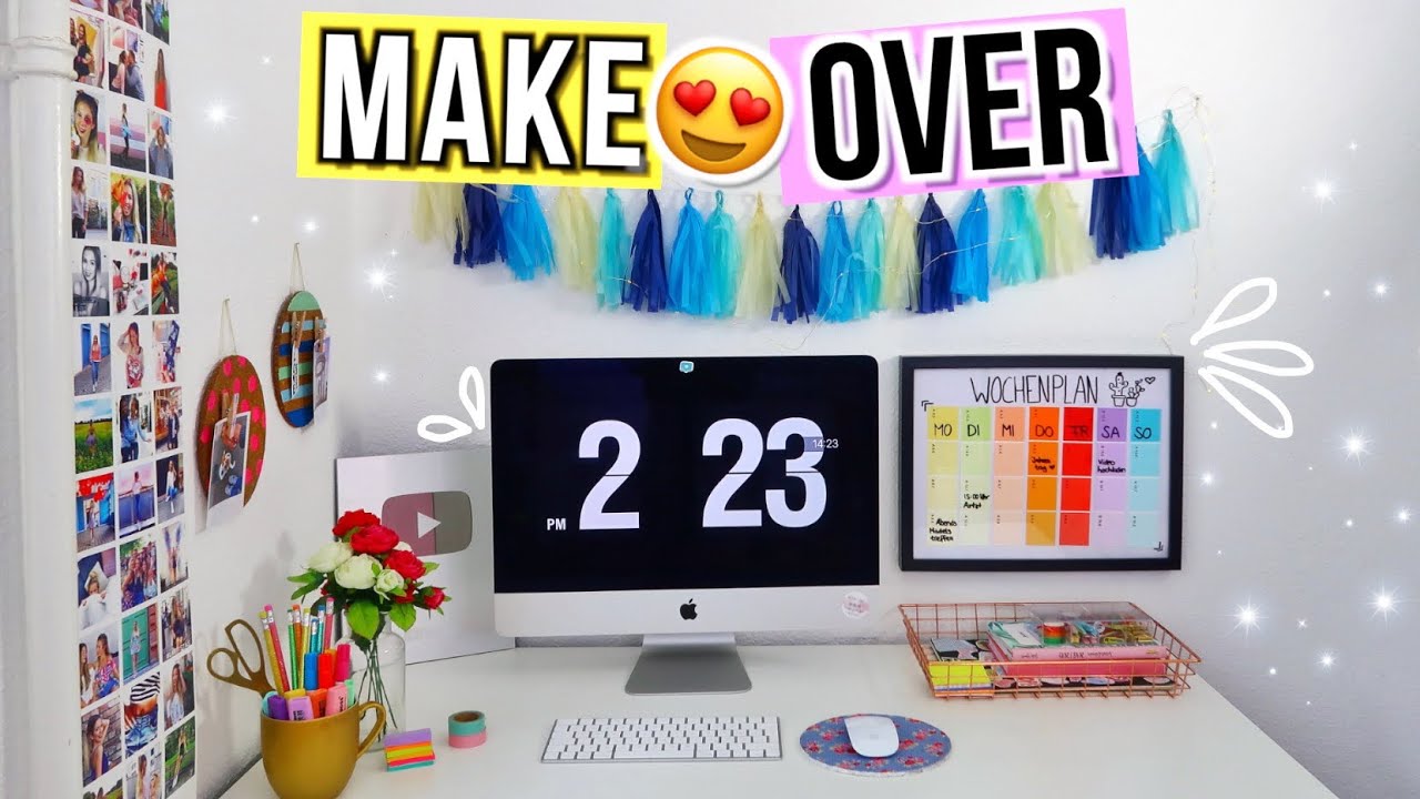 SCHREIBTISCH AUFRÄUMEN und ORGANISIEREN ✂️DIY's für den Schreibtisch 🆘Cali Kessy