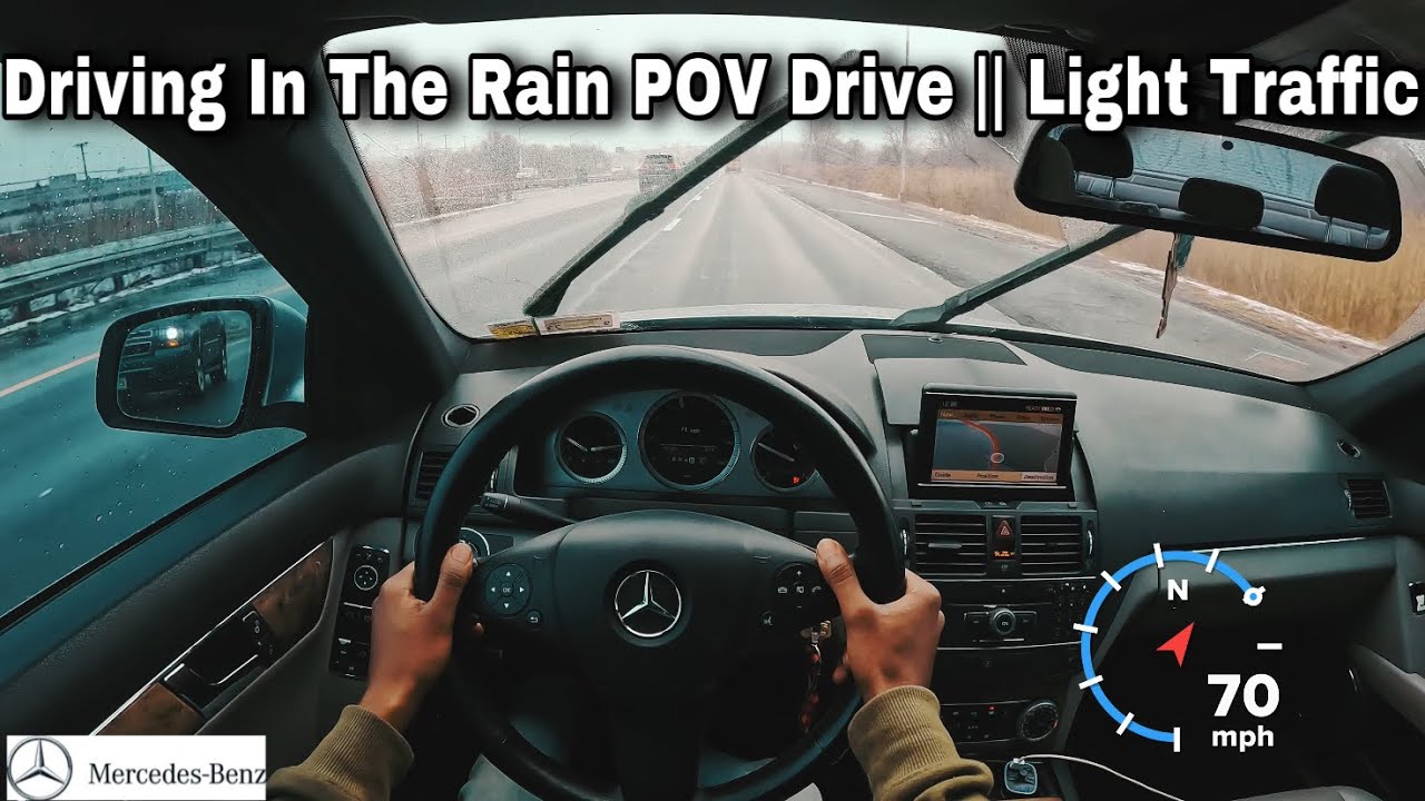 Driving In The Rain POV Drive 🌧️ || 2008 Mercedes Benz C350 Sport *Light Traffic*
