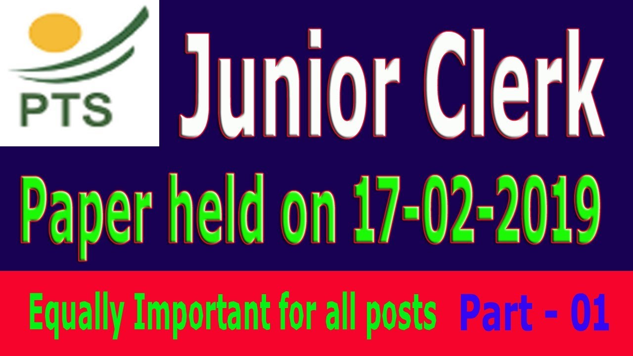 PTS past paper : Junior clerk 17-02-2019 : Part 01