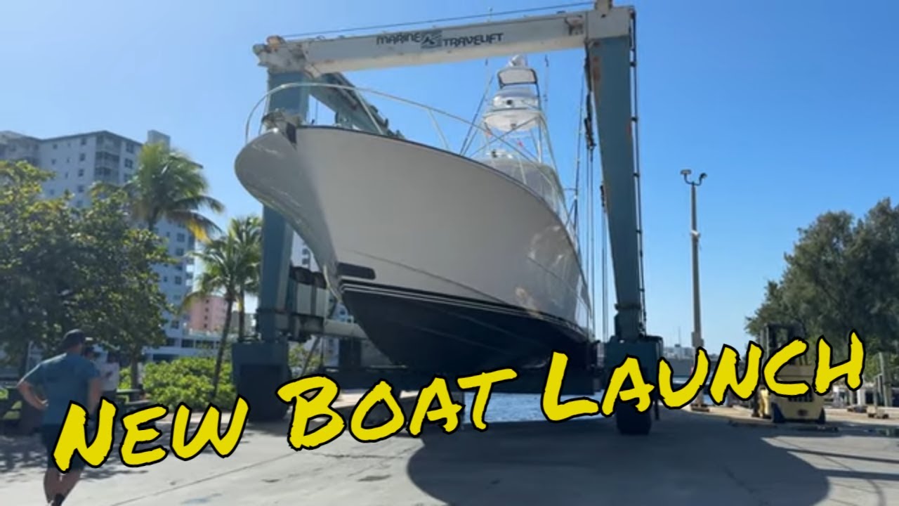 Launching Brand New 77 Merritt Sportfishing Boat Dropping In The Water