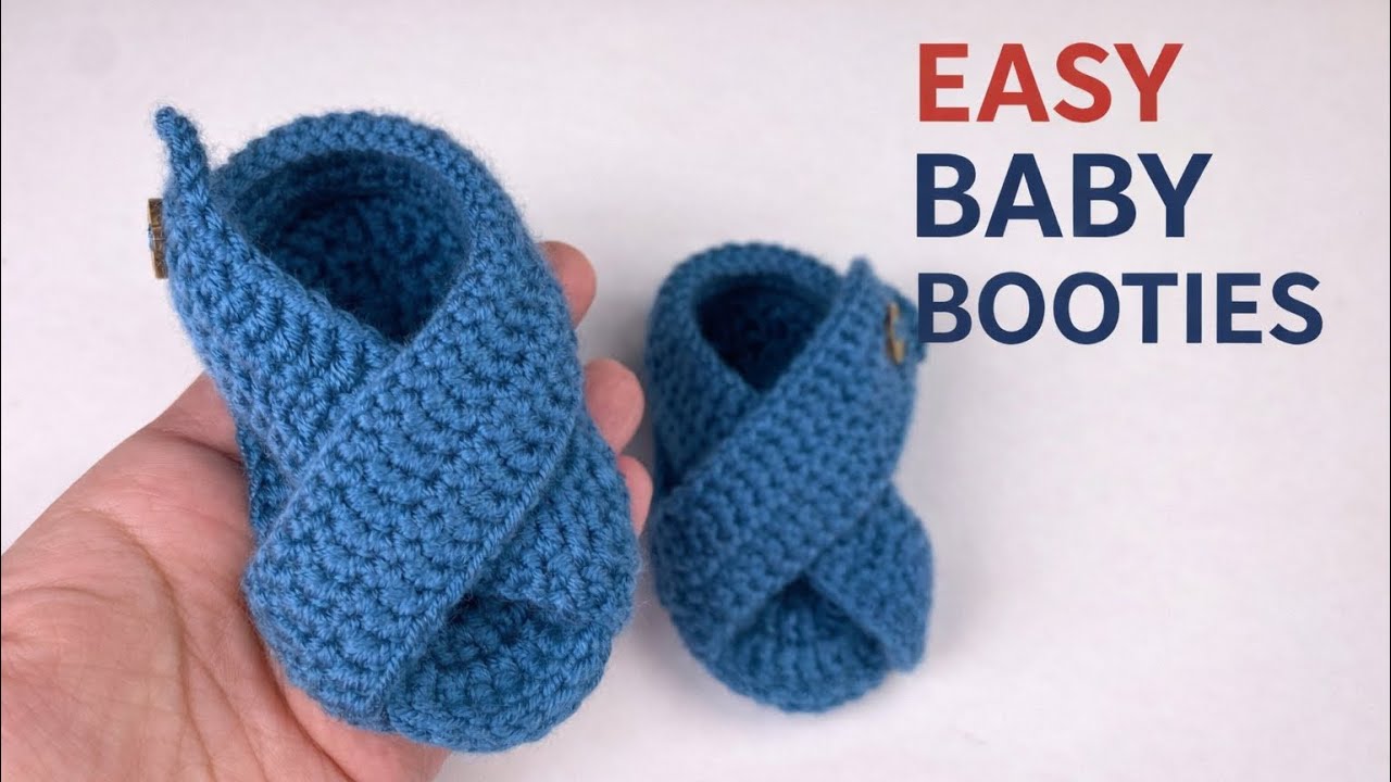 Easy Crochet Baby Booties | Modern Cross Strap Design