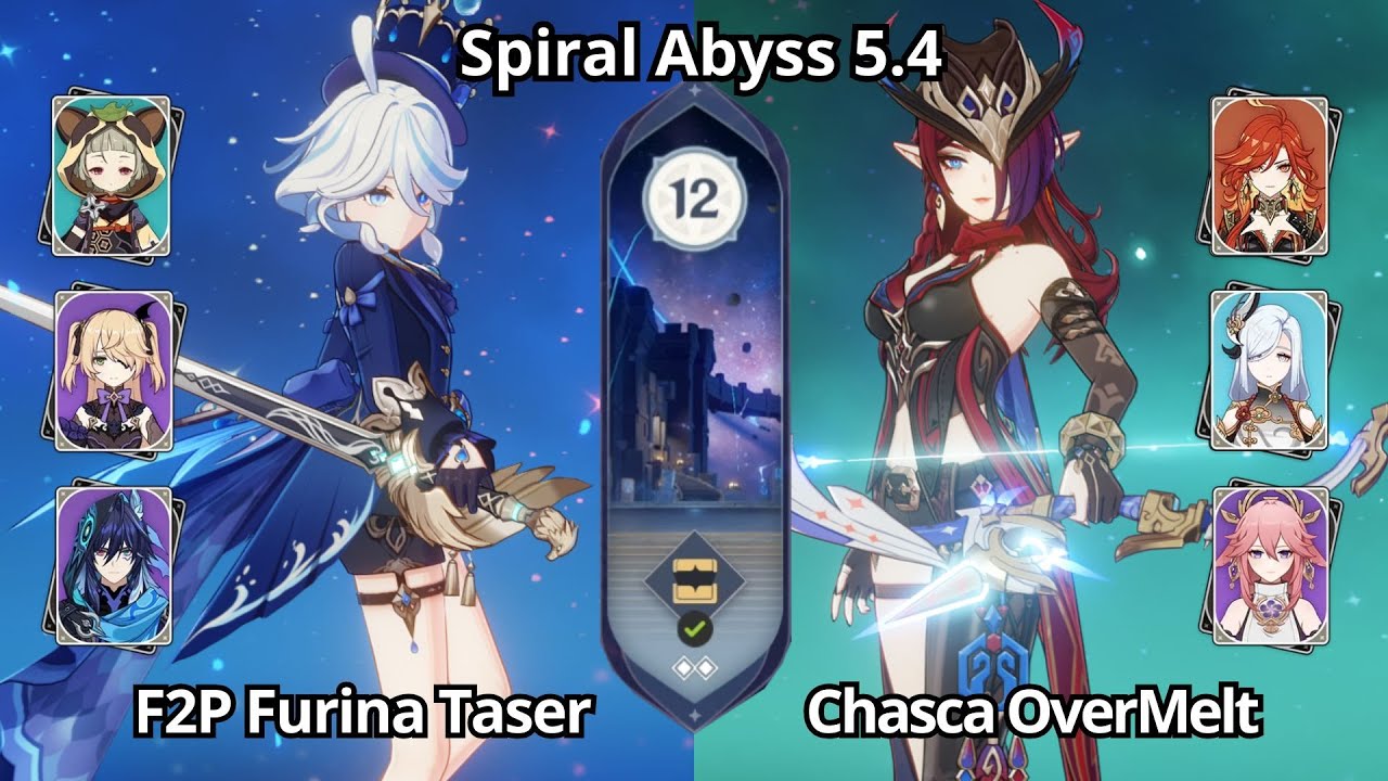 C0 F2P Furina Taser & C0 Chasca OverMelt - Spiral Abyss Floor 12 Genshin Impact 5.4