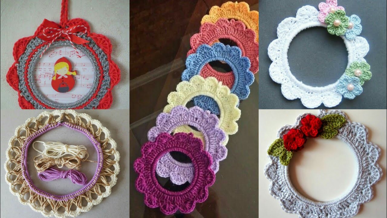 So beautiful and lovely crochet Picture frame ideas / Crochet wall hanging decorations