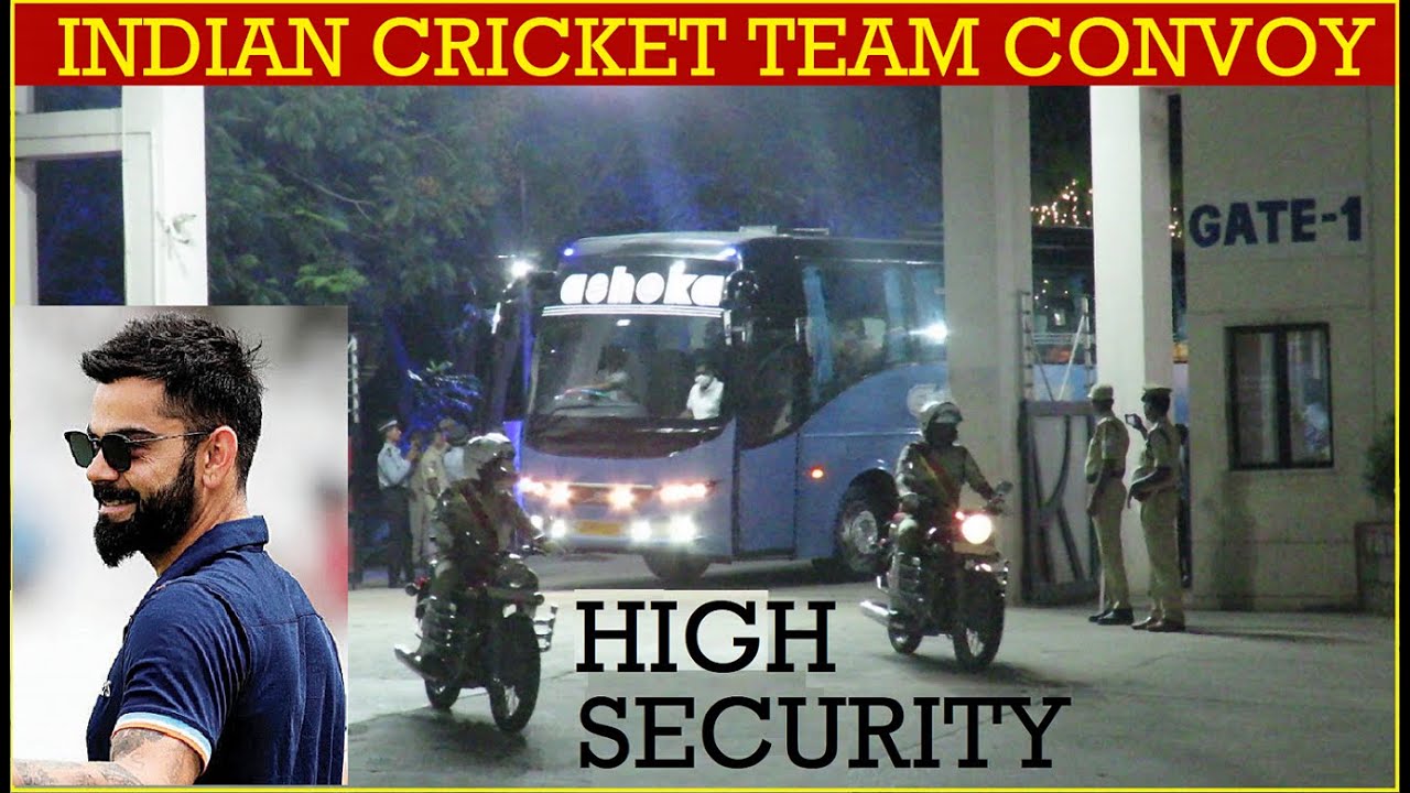 Indian Cricket Team High Security Convoy exiting from the Stadium || TEAM INDIA BUS