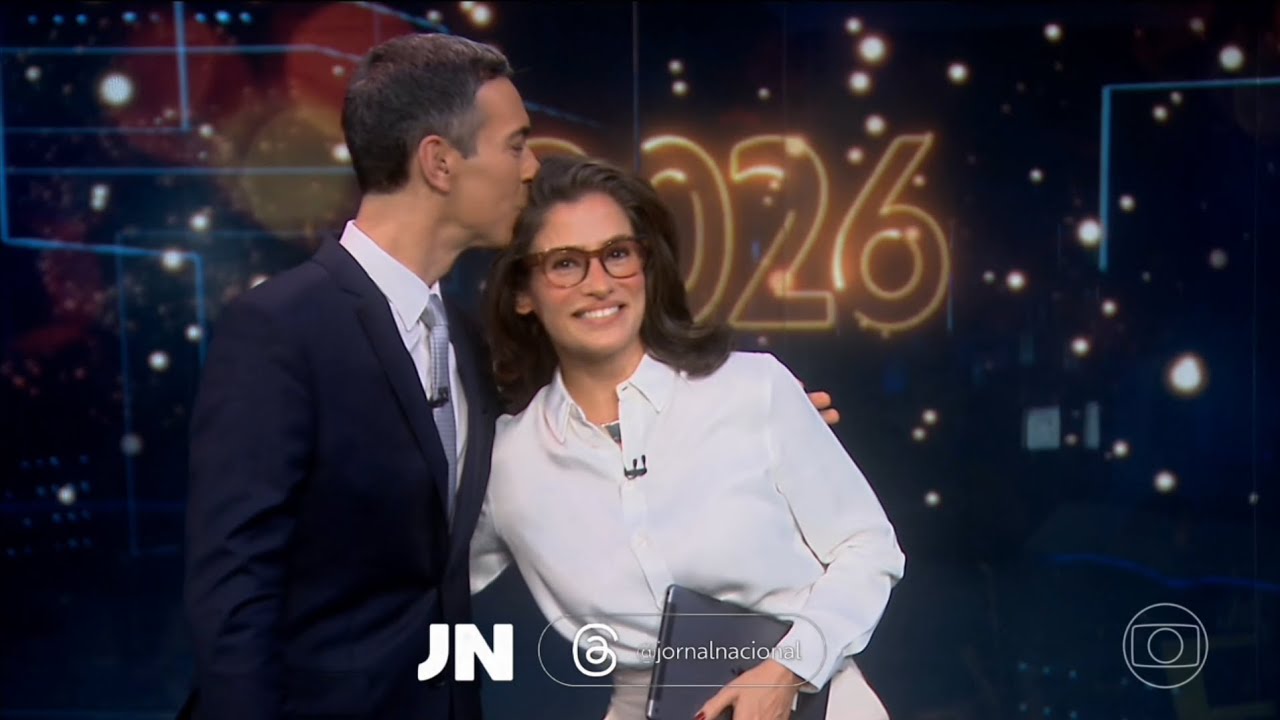 Escalada e encerramento do último Jornal Nacional de 2025 com César Tralli e Renata Vasconcellos