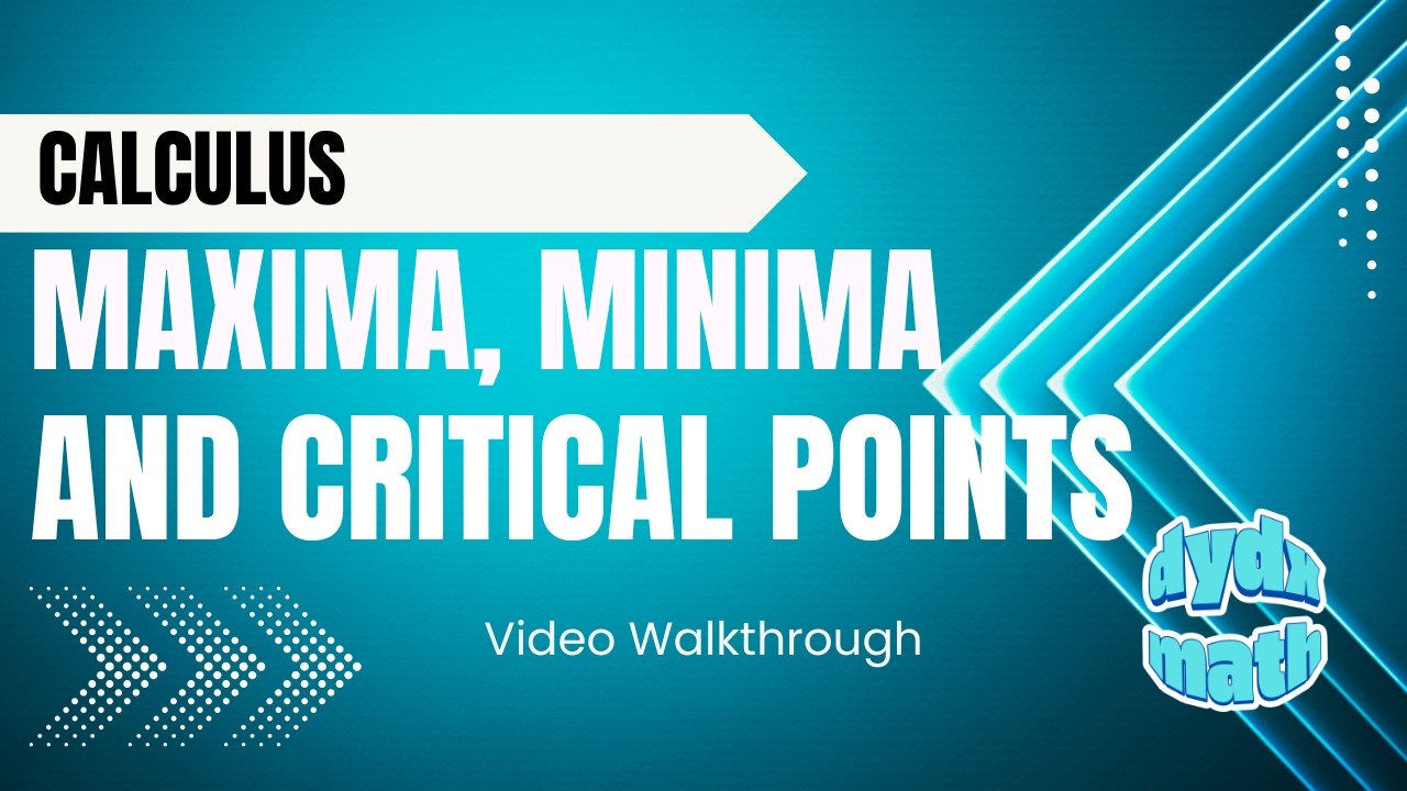 Maxima and Minima | Local vs Absolute | Critical Points Explained
