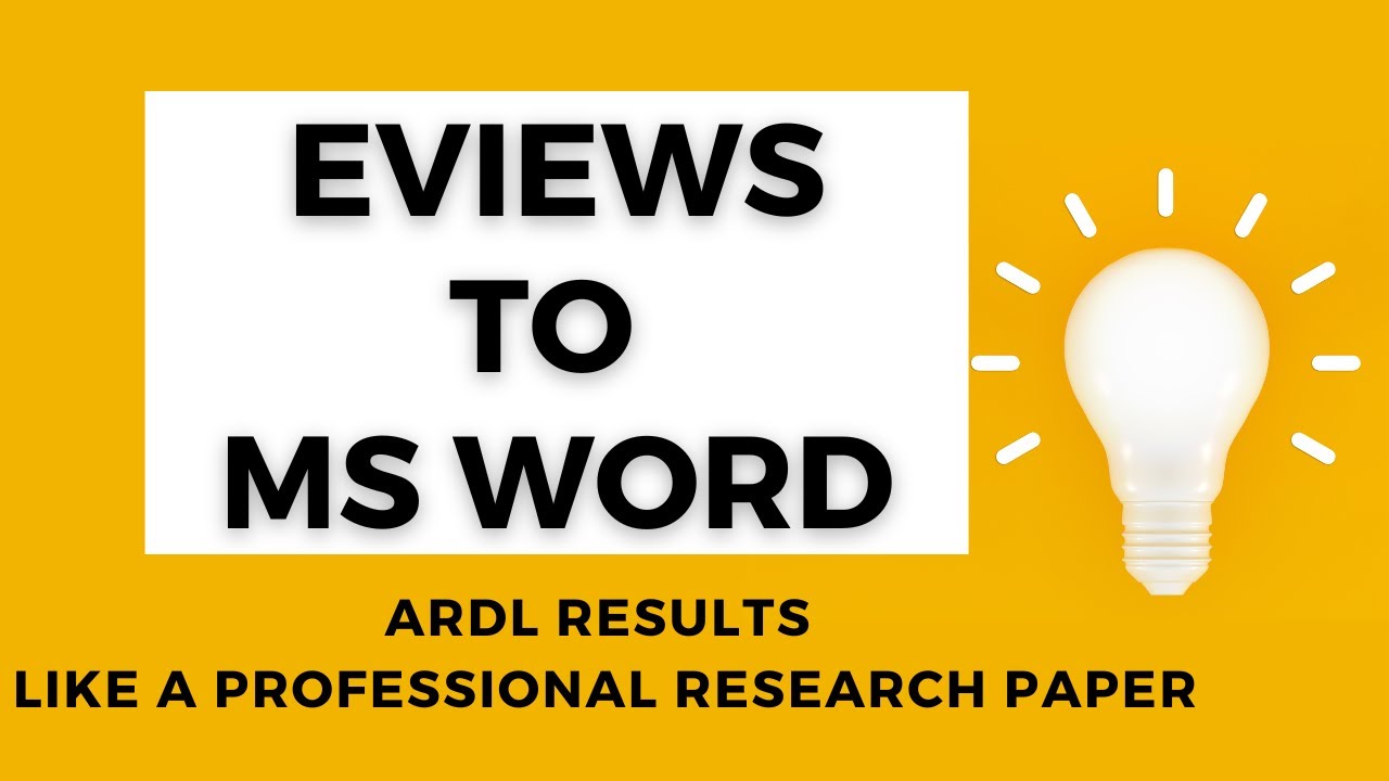 Eviews to MS Word Like a Professional Researcher | ARDL Results from Eviews to MS Word