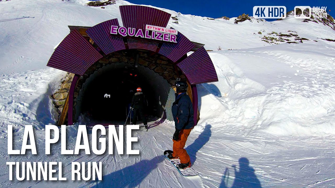 Skiing Through A Tunnel! La Plagne Ski Restort, Tunnel Slope -  🇫🇷 France [4K HDR] Ski Tour