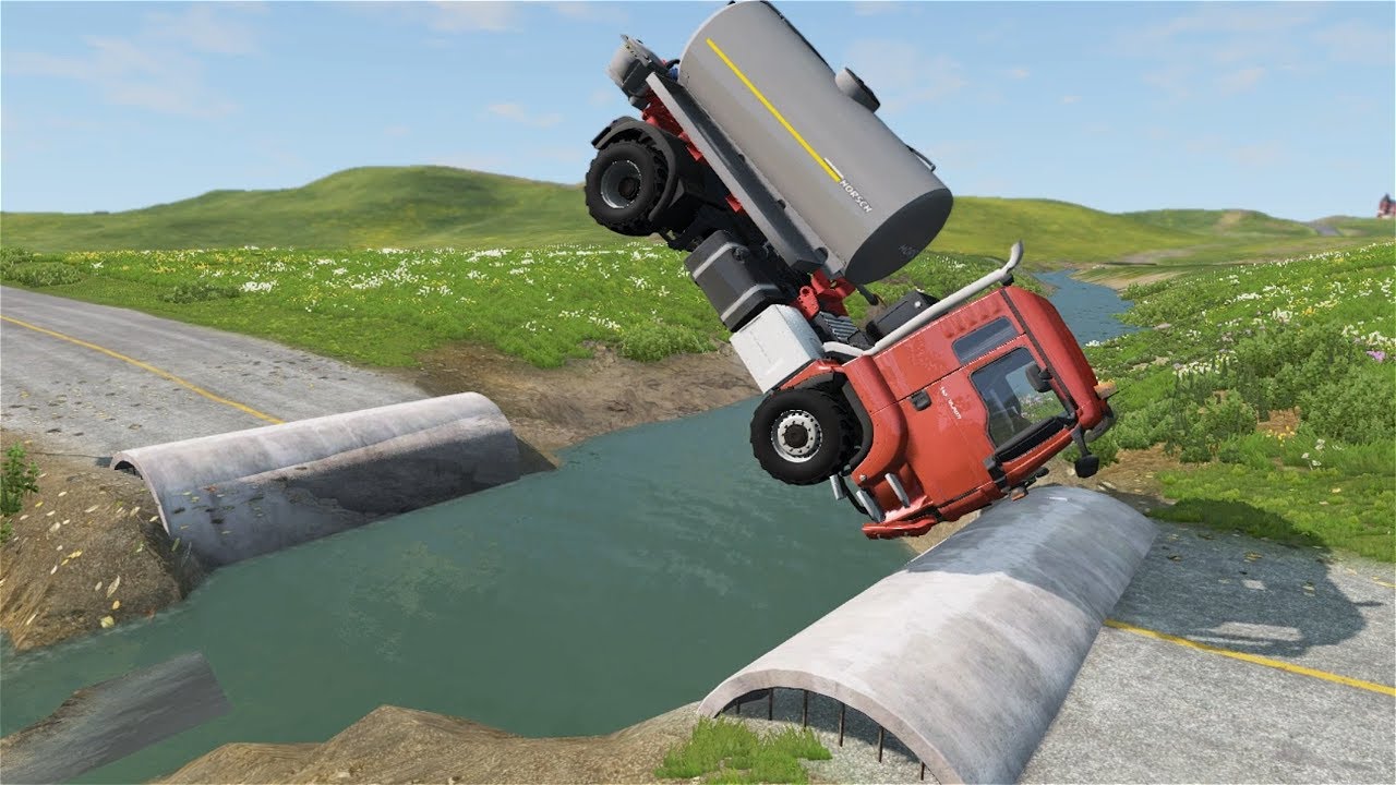 Mobil Bus Dan Truk Kecelakaan Vs Jalan Buntu Mobil Rusak Dan Hancur#3 Beamng.Drive