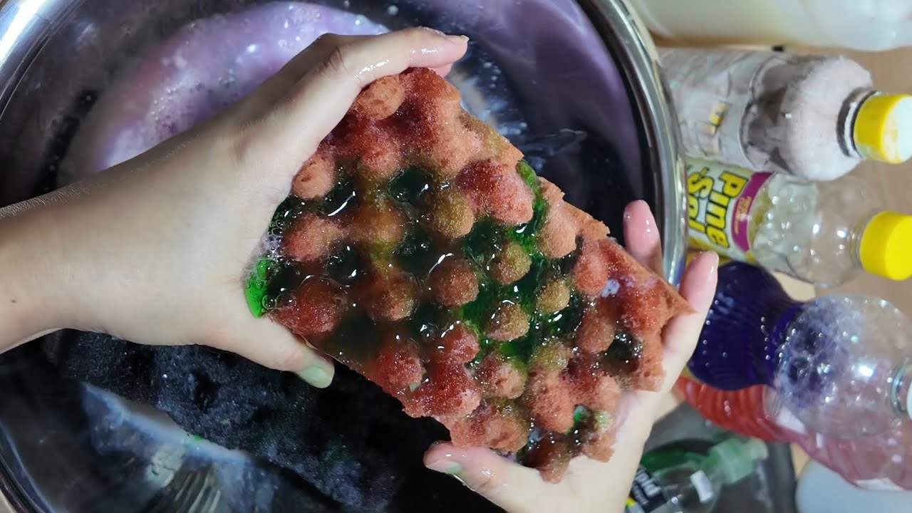 random combo with powder bombs and sudsy real rinse at the end! | ASMR sponge squeezing