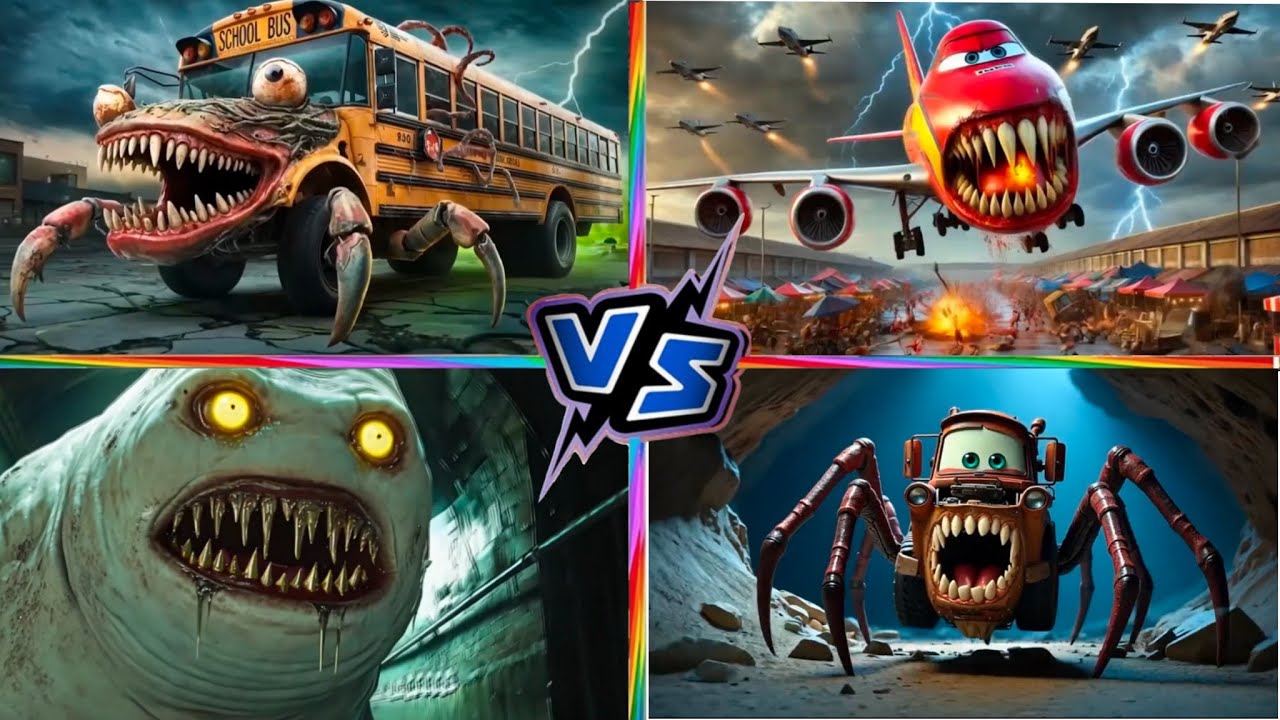 School Bus Monster VS McQueen VS Mater Monster VS Head Eater  Tiles Hop EDM Rush
