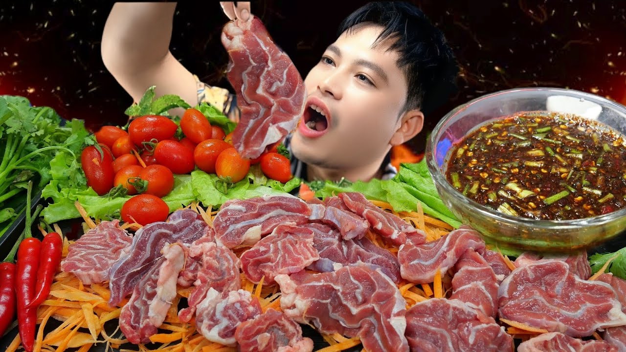 เนื้อน่องลายนุ่มๆกับแจ่วขมๆ Thai food ASMR 