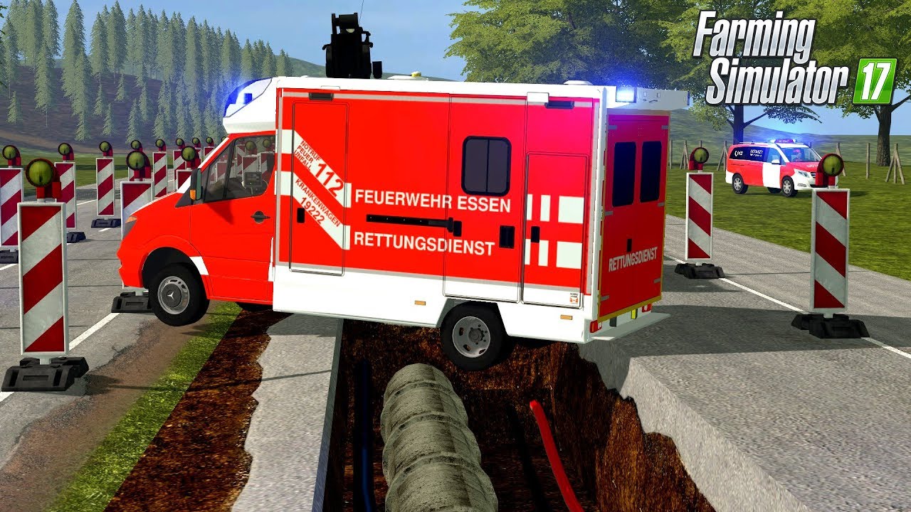 LS17 - Sanitäter stürzt mit Rettungswagen in die Baugrube von Bauhof Weber! 🚧💥