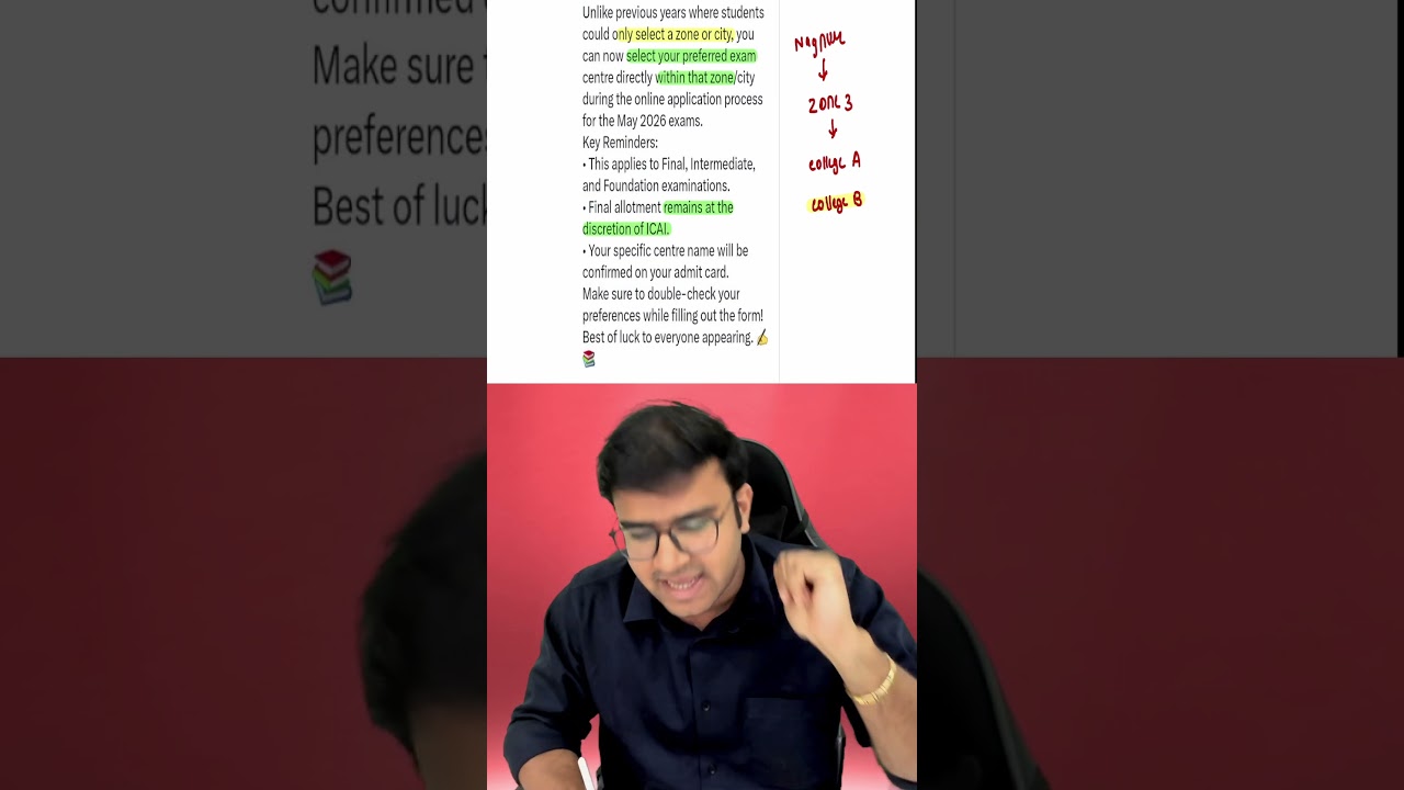 CA Exams May 26 - Exam Form changes Update | Indresh Gandhi ICAI CA | Foundation inter final