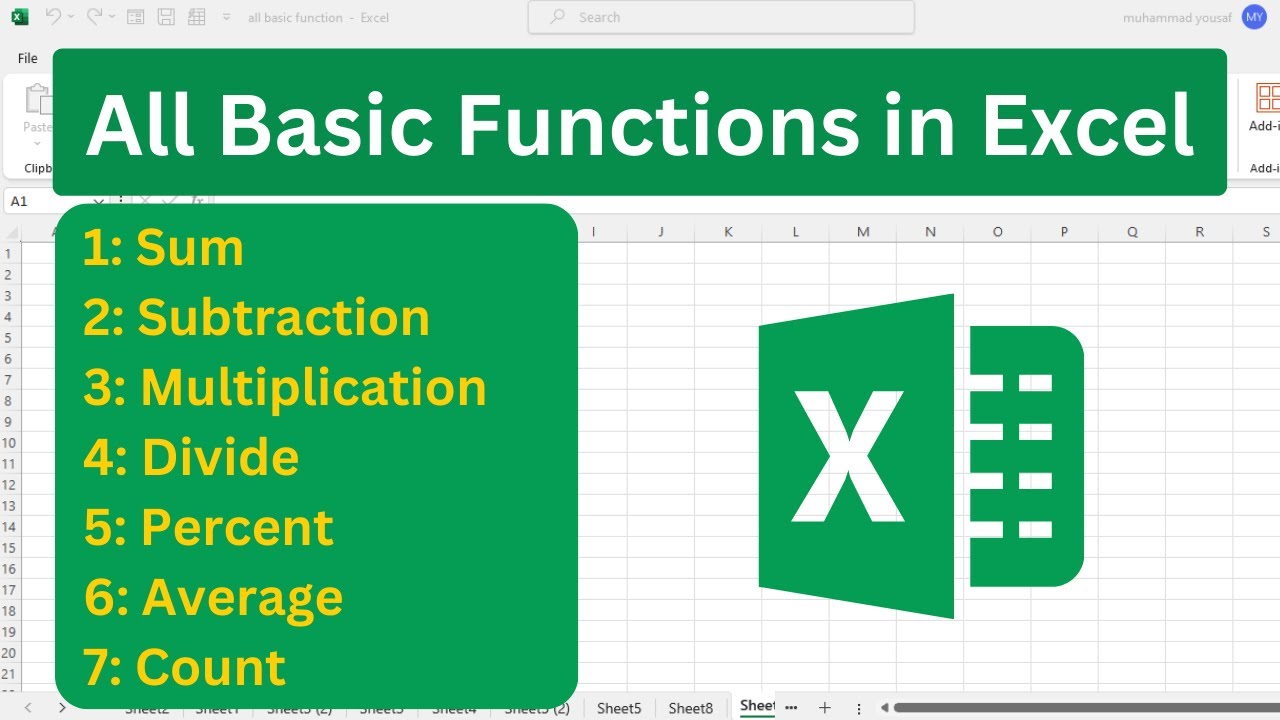 All Basic Functions in Excel || Basic Formulas of Excel