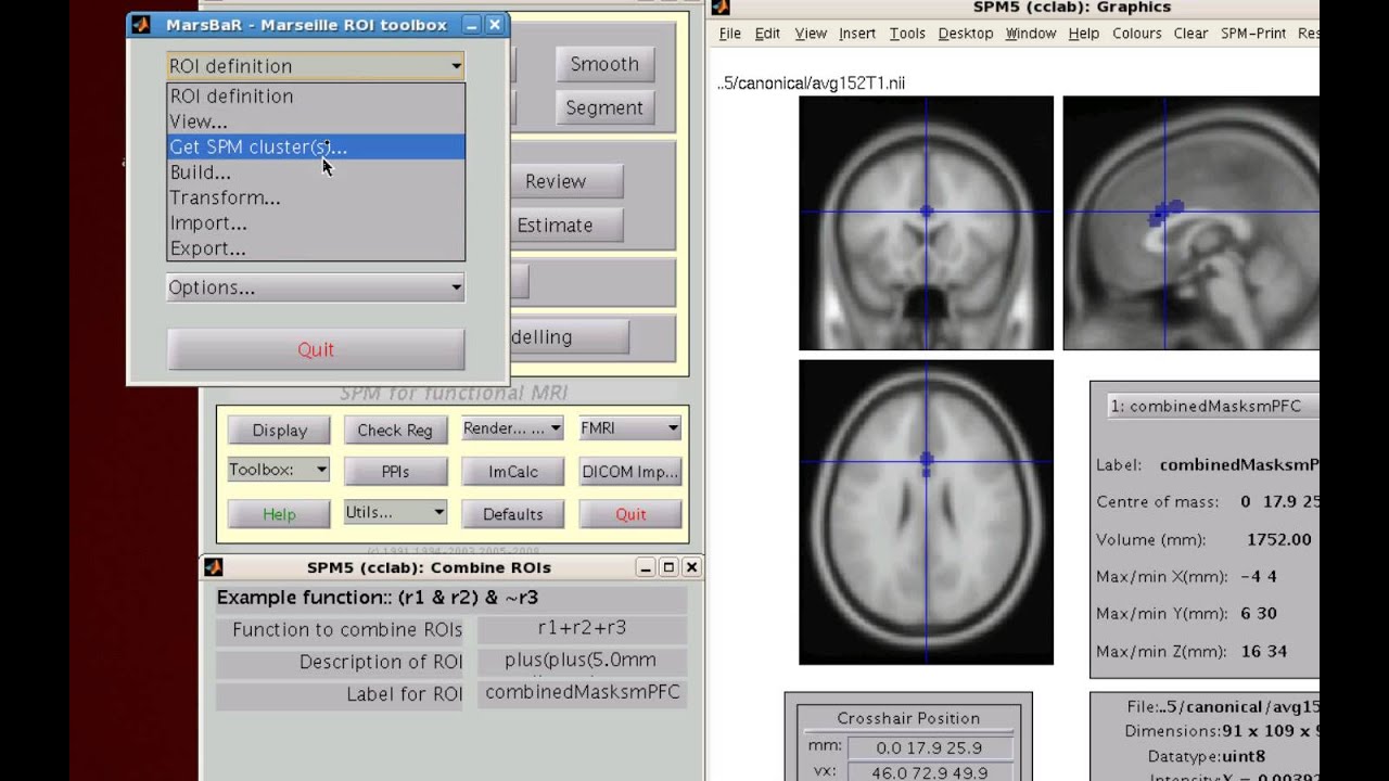 Combining ROIs using marsbar
