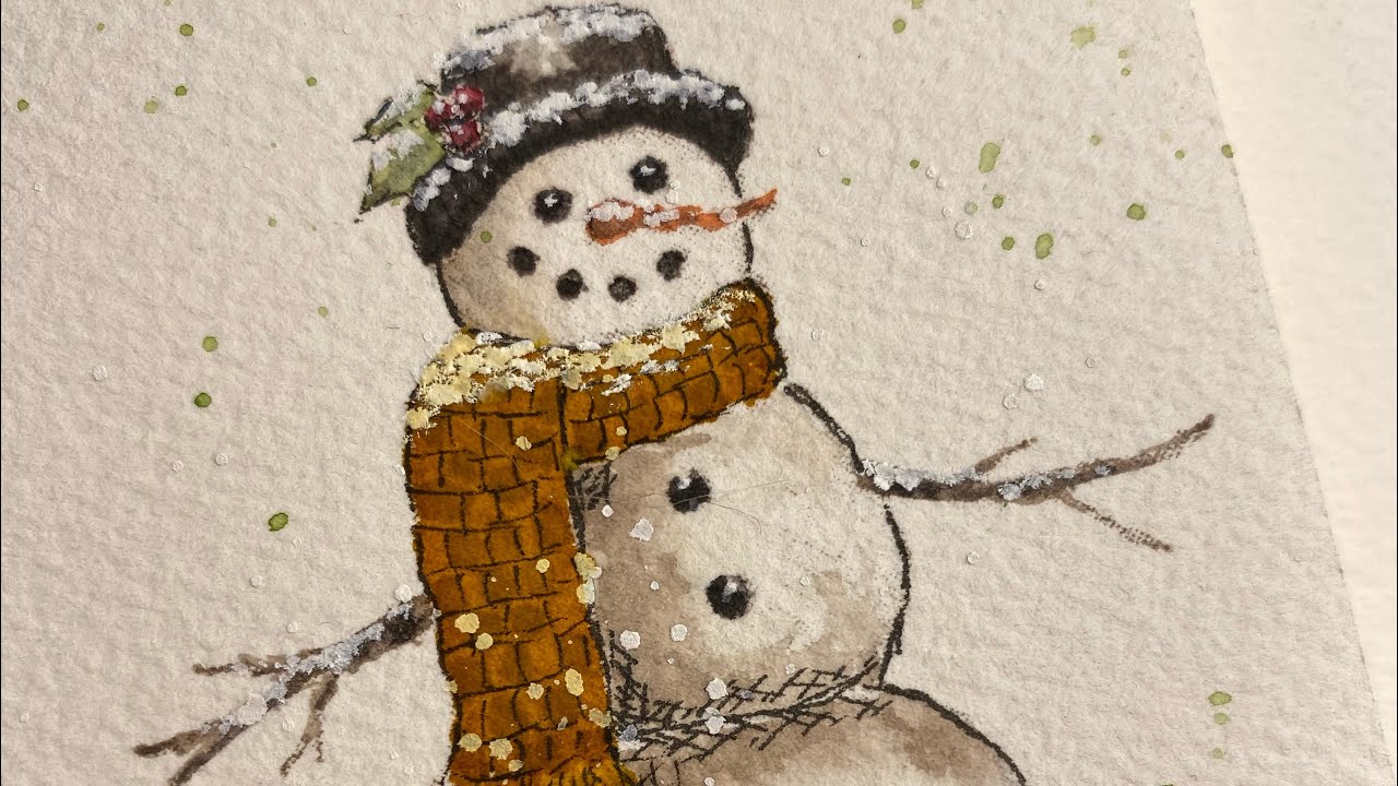 Watercolor Snowman Time-Lapse | Stampin&rsquo; Up! Stampset &lsquo;Snow Wonder&rsquo;
