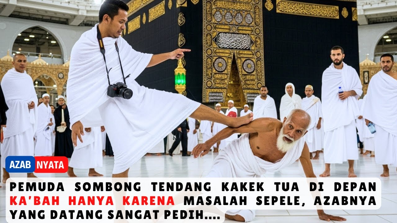 Azab Nyata di Depan KA&rsquo;BAH‼️Pemuda Sombong ini Kena Karma Setelah Tendang Kakek Di Masjidil Haram!