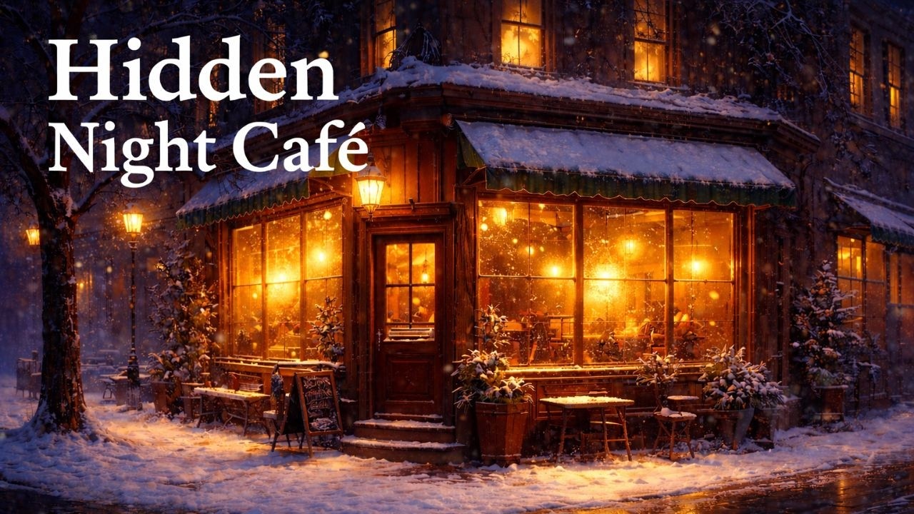 Quiet Coffee Shop During a Snowstorm at Night | Sleep Story for Adults