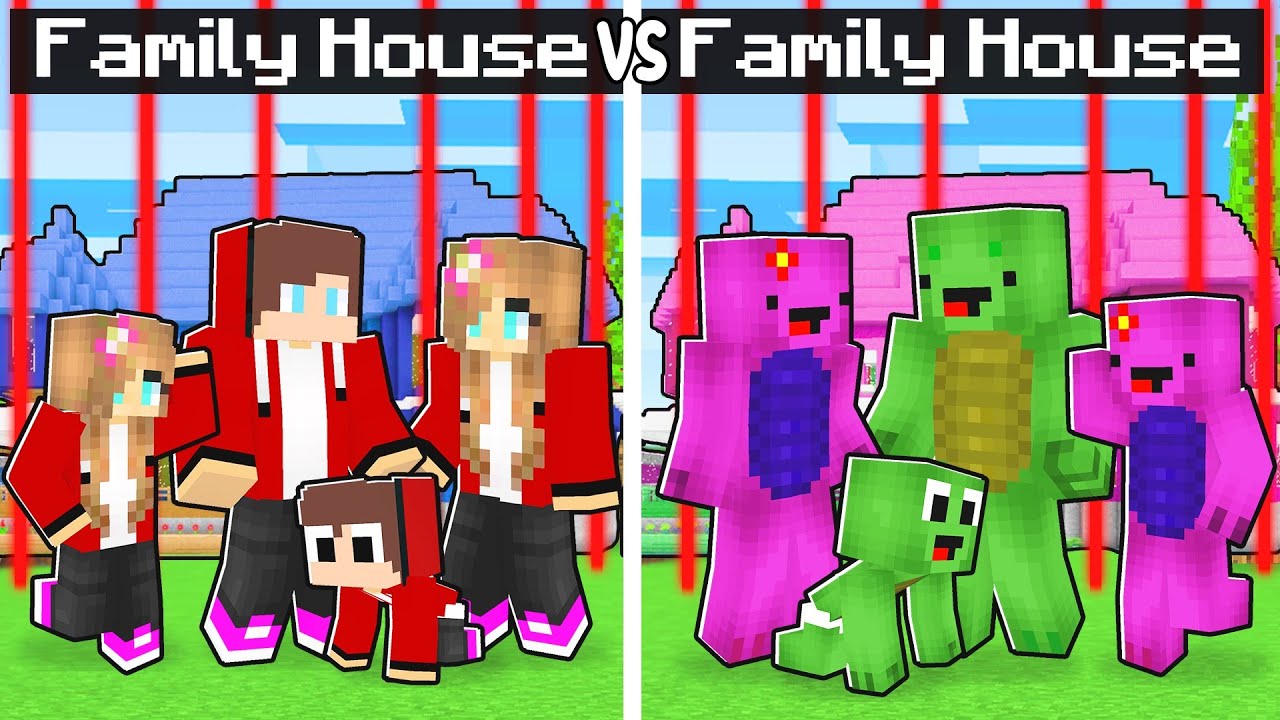Maizen SAFEST FAMILY House vs Mikey SECURITY House Battle in Minecraft! - Funny Story(JJ TV)