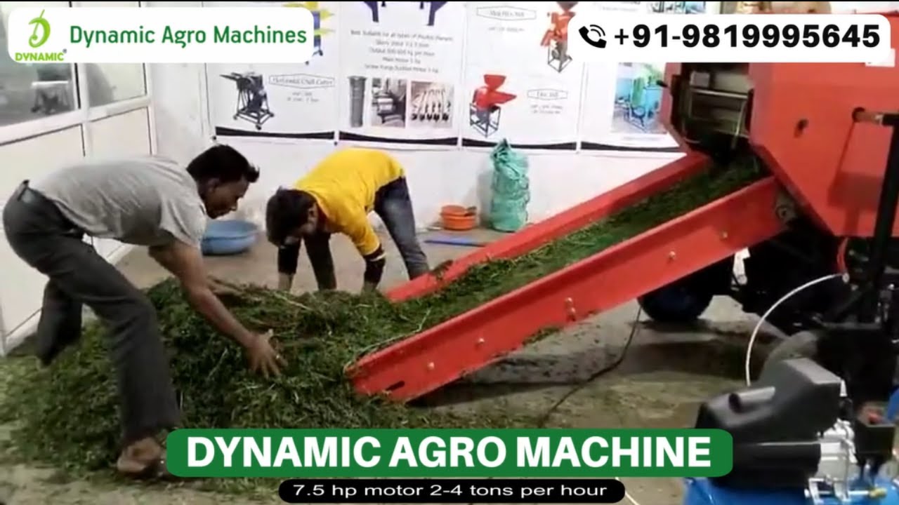 Dynamic Agro Machine Round Silage Bailer for Green Fodder  with 7 5 hp motor 2 4 tons per hour