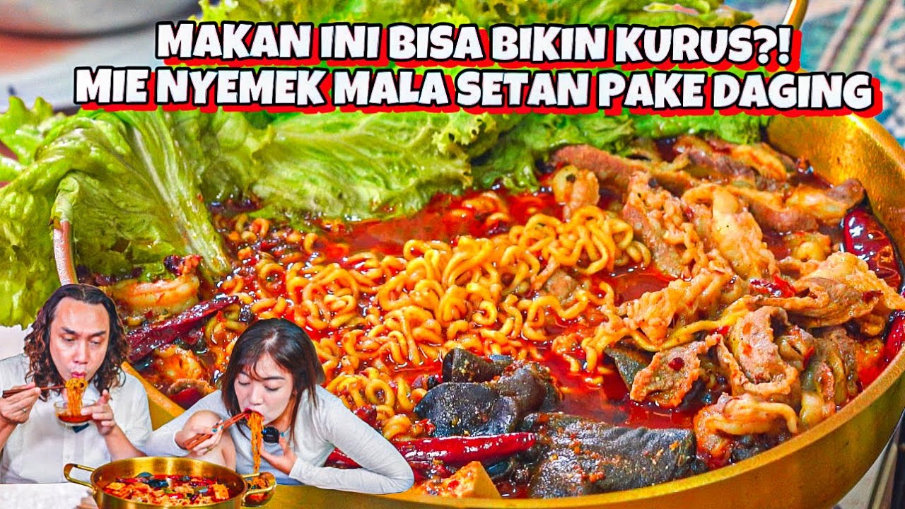 MIE NYEMEK SETAN MALA TUMPAH DAGING! TETEP KURUS WALAUPUN MAKAN BANYAK. DIET VLOG