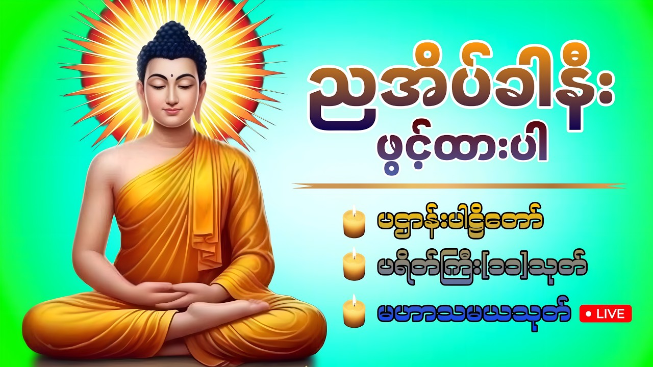 🛑LIVE 1 ညအိပ်ခါနီးတိုင်း ဖွင့်ထားပါ ပဌာန်းတရား ပရိတ်ကြီး၁၁သုတ် မေတ္တာပို့ 🙏🏻🍀🙏🏻