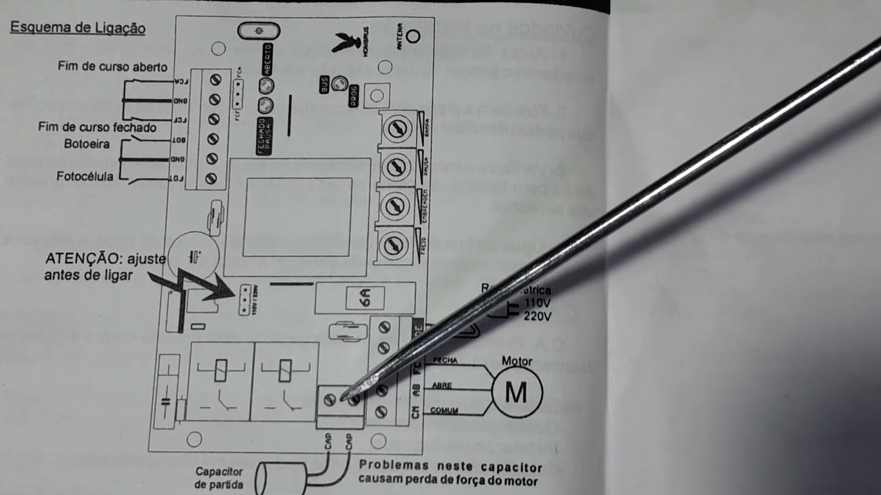 LIGAÇÃO da placa de motor de portão  hombrus 