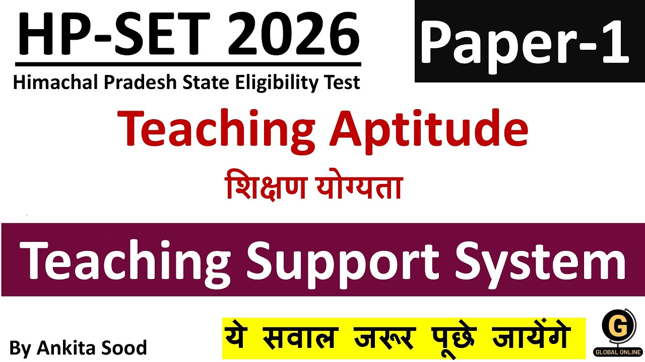 Teaching Support System MCQs| Teaching Aptitude | HPSET Paper 1 2026 Preparation