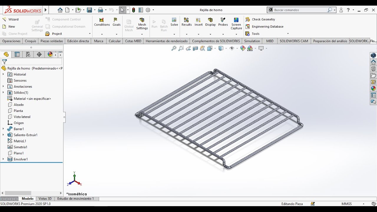 Como diseñar una Rejilla de horno en SOLIDWORKS creando croquis 3D
